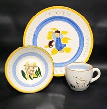 Stangl Kiddieware Kay Hackett Little Boy Blue Plate Bowl Cup Set Vintage 1953