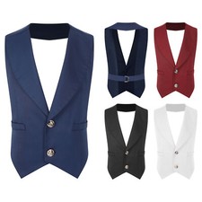 Kids Boys Vest Lapel Waistcoat Cocktail Tank Top Adjustable Back Straps Jacket