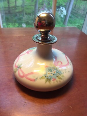 Antique Deco Hand Painted Vanity Perfume Bottle Signed TK Czechoslovakia