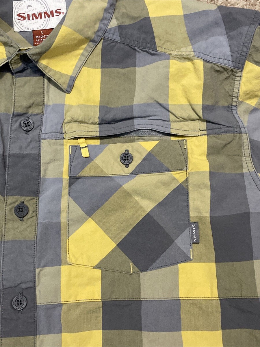 Simms★シムス Espirito 半袖シャツ size:S Simms Closeout Espirito Short Sleeve Shirt Citron Plaid
