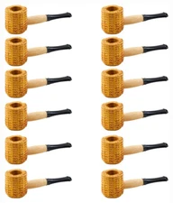12 Pack Missouri Meerschaum Mini Straight Varnished Corncob Pipe Black Stem 5612