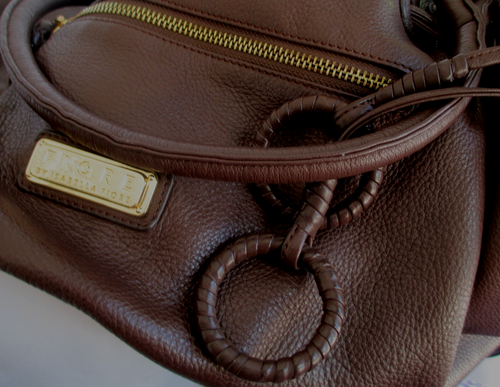 ISABELLA FIORE BROWN LEATHER LG DRAWSTRING TOTE SHOULDER BAG TWIN HANDLES EXC - Picture 5 of 16