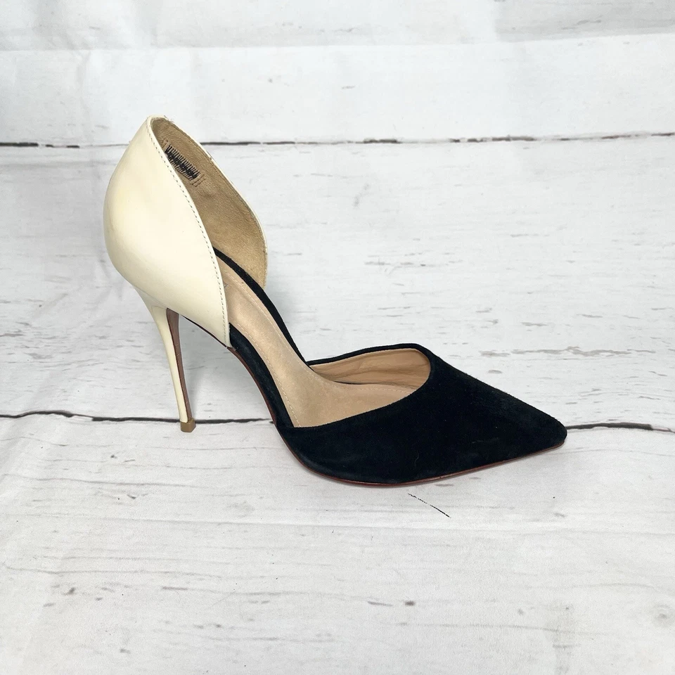 Zapatos de salón Schutz para mujer 7B negros marfil Camurca Cabra gamuza usados en excelente estado Foto 3 de 4