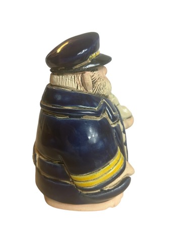 Vintage Marine Boot Kapitän Figur Tonkunst Maritim Keramik signiert Launa 70er - Bild 3 von 10