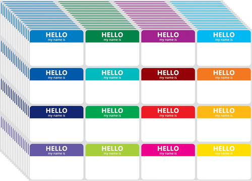 400 Pcs Name Tags Colorful Sticker-16 Colors (3"X2") "Hello My Name Is" Peel - Picture 7 of 12
