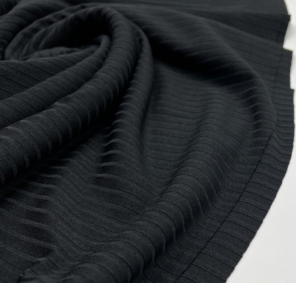2 Metres Black 8x4 Wide Rib Stretch Fabric | eBay
