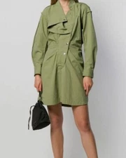 $630 Isabel Marant Etoile Women's Green Long-Sleeve Linore Dress Size FR36 US4/S