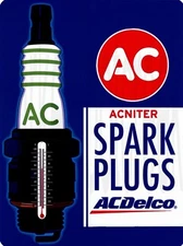 AC Spark Plugs 9" x 12" Metal Sign