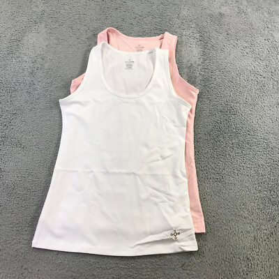 TOMMIE COPPER Tank Womens Large L 2 PACK Core Tank Top White Pink NWT sadsa
