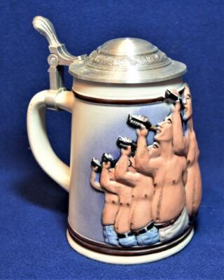 VTG BEER BELLY Progress GERZ W Germany 3D MEN'S DRINKING Beer Lidded Beer Stein