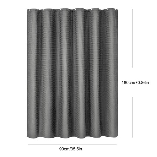 Long Fabric Shower Curtain Heavy Duty Waffle Bathtub Curtain Waterproof Solid - Picture 21 of 24