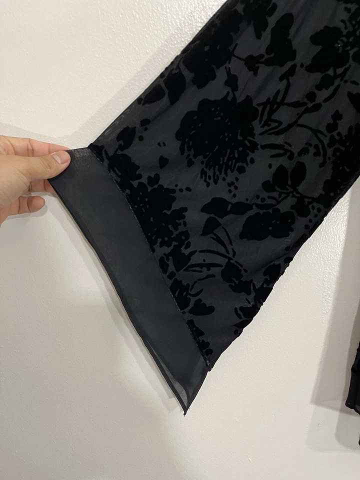 Gothic Romantic Burnout Velvet Floral Tunic Top 3X Witchy Fairygoth 90s Y2K Boho - Image 4 of 4