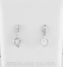 LAB CREATED WHITE SAPPHIRE 1.60 Cts DANGLE EARRINGS .925 STERLING SILVER-NWT