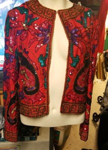 red sequin bolero jacket