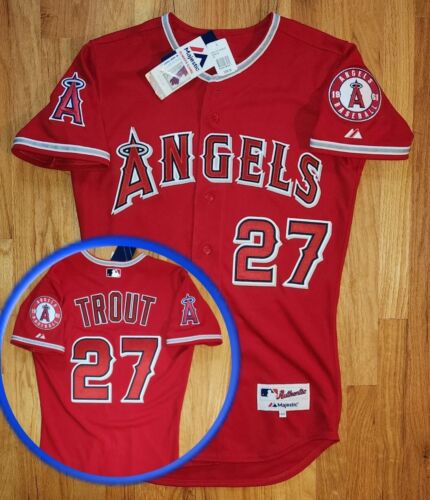 *WOW* MAJESTIC Los Angeles ANGELS TROUT AUTHENTIC Jersey Mens 40 baseball shirt