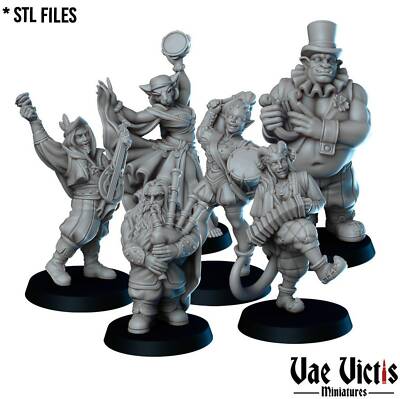 6pc Bards Band Set - 28mm 32mm DnD Miniature | Dungeons and Dragons Mini