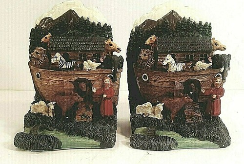 PAAR HANDBEMALTE BUCHSTÜTZEN NOAHS ARCHE NEU IM KARTON Must See! - Bild 1 von 4