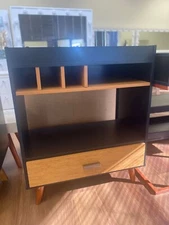 Modern Black & Wood Bar Cabinet – Wine Storage, Drawer & Shelves, Home Bar Unit