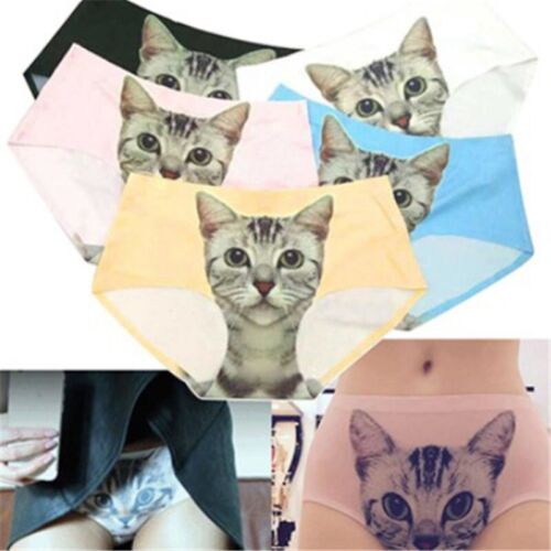 3d Underwear Emptied Sexy Women Briefs Clothes Funny Pussycat Cat Print Panties - Afbeelding 1 van 15