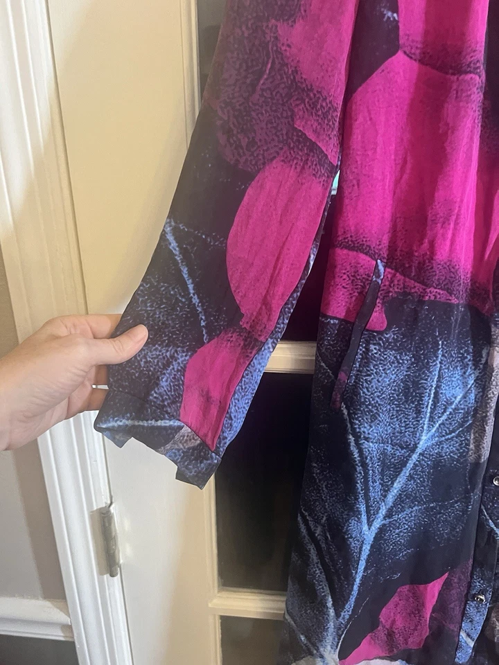 Vestido Leifsdottir Anthropologie Azul Seda Floral Talla 4 Leer Defecto Boho Arte Y Foto 3 de 4