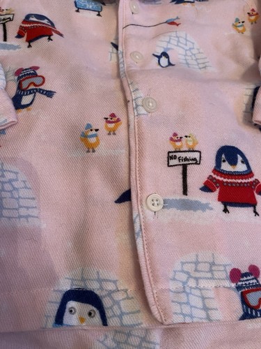 Pottery Barn Kids Winter Icy Igloo Pink Penguin Pajama Set Sz 2T NWT Flannel - Picture 2 of 6