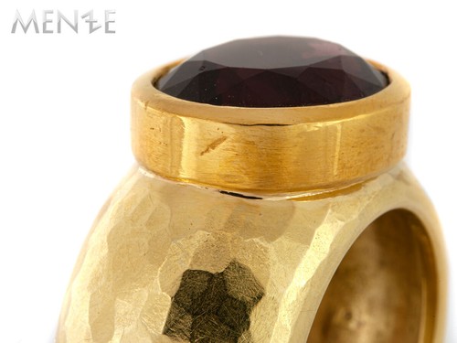 Ring Rhodolith 750/- Gelbgold roter Granat 10,75 ct. Hammerschlag RW 55 (22833) - Bild 8 von 12