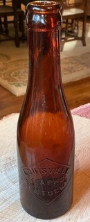 Louisville Kentucky Amber TEAPHO Soda Beer Bottle Embossed in Diamond KY. 8”