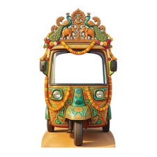 Wedding Tuk Tuk Rickshaw Cardboard Backdrop Stand In Indian Style 164cm Tall