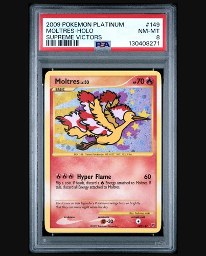 2009 POKEMON PLATINUM SUPREME VICTORS #149 MOLTRES-HOLO PSA 8