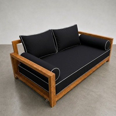 Style 1 Queen Contrast Trim Daybed Mattress Cushion Bolster Complete Set AD109
