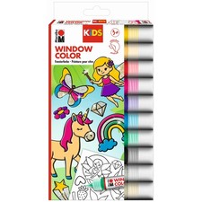MARABU KiDS Window Color Set mit GLITZERFEE Motiven 10x 25ml Fenster Bilder neu