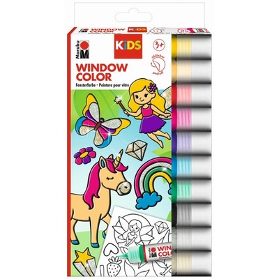 MARABU KiDS Window Color Set mit GLITZERFEE Motiven 10x 25ml Fenster Bilder neu