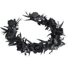 Flower Crown Headband Black Rose Renaissance Wedding Halloween
