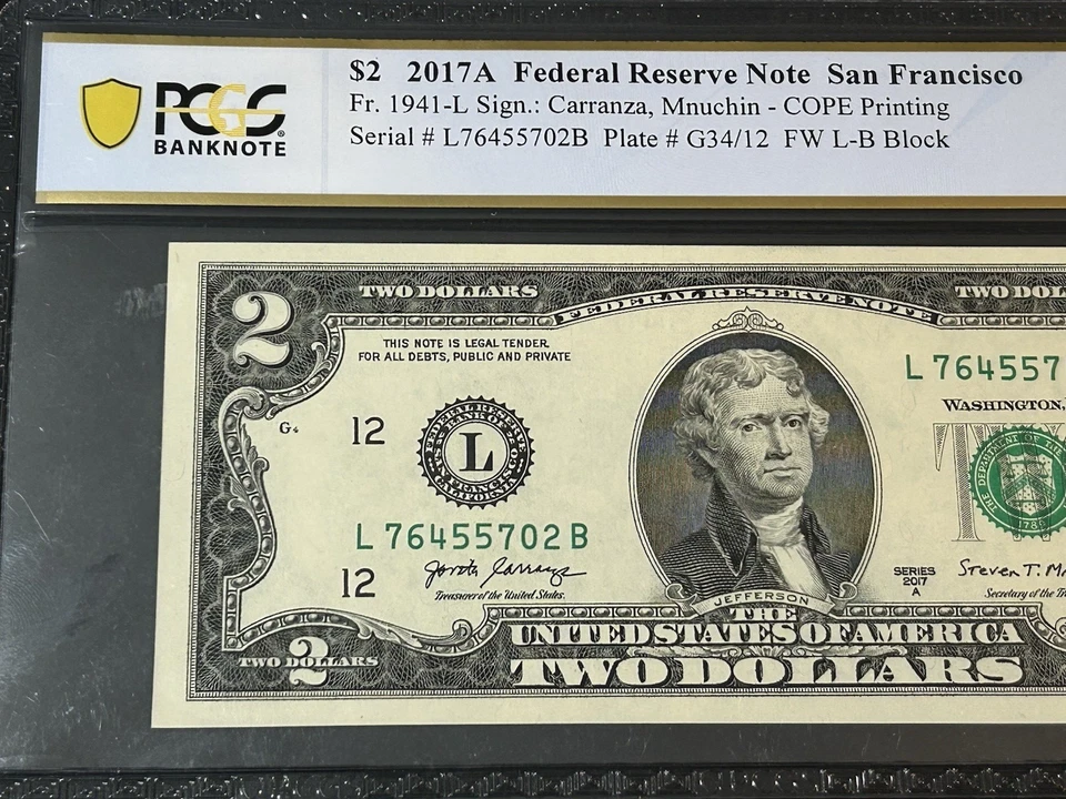 2017 A $2 Federal Reserve Note **PCGS 64 Choice UNC PPQ** US Bill LOW Shipping!! - Image 2 of 4