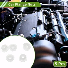 5 Pcs M6 Car Flange Nuts Nylon Flat Hex White