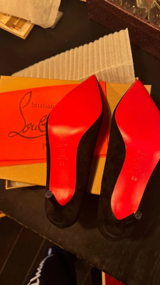 CHRISTIAN LOUBOUTIN EU 38 Scarpe Donna BLACK TACCO 8 cm  - Immagine 3 di 4