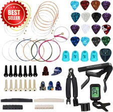 66pc Acoustic Guitar Accessory Kit w/ Strings Picks Capo Winder Cutter Tuner