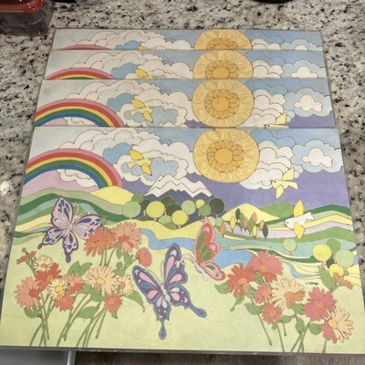 Vintage Set of 4 B of A Inc Butterfly Placemats - Double Sided Laminated Plastic