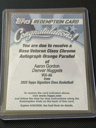 2025 Topps Signature Aaron Gordon Orange (RAW)