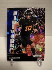 Sam Leavitt 2025 Prizm Black No.3 Fireworks NIL Blue Cracked Ice /125