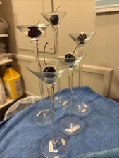 International Silver Co.  Vintage Crystal Martini Glass Candle Holders. Set Of 5