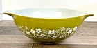 Vintage Pyrex 444 Spring Blossom Crazy Daisy Cinderella Mixing Bowl 4 QT Green