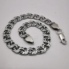 Vintage Fine Unique Cute Bracelet Bismark Chain Solid 925 Sterling Men Woman 10g