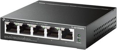 TP-Link TL-SG105MPE 5 Port Managed PoE Switch mit 4 PoE+ Ports 120 Watt, Router