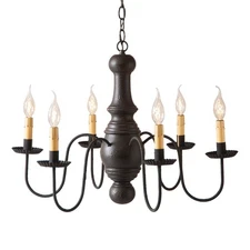 Woodspun & Metal 6 ARM MAPLE GLENN CHANDELIER in Americana Black