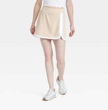 NWT JoyLab sz XL Almond Knit Piped High Rise Skort built Shorts Active Gym T19