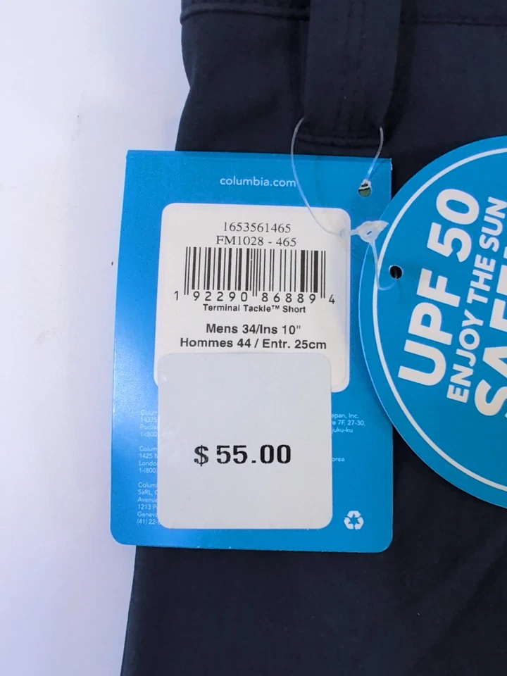 Pantalón corto Columbia Terminal Tackle para hombre, azul marino/blanco universitario, 34 Foto 3 de 4
