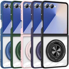 For Samsung Galaxy Z Flip 7 Case Tough Shield Crystal with Magnetic Ring Holder