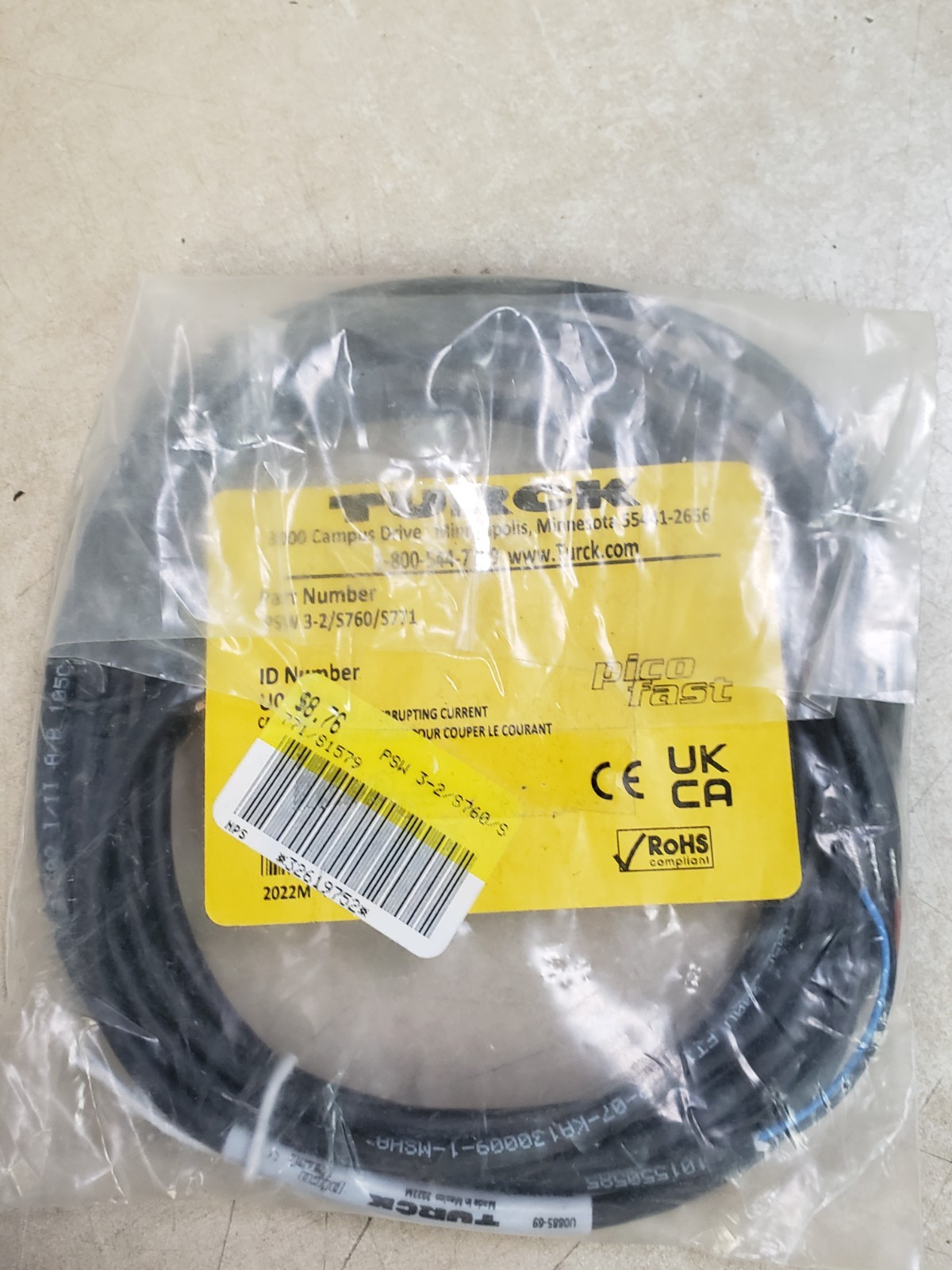 Turck PSW 3-2/S760/S771 Actuator and Sensor Cordset