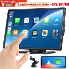 9 Inch Portable Car Stereo Radio Wireless Apple Carplay/Android Auto GPS AUX/FM